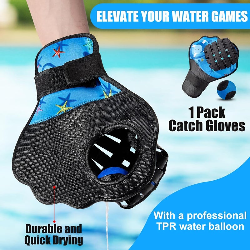Strdfeve 1 PCS Water Ball&Glove Set,Water Bouncing Ball Catch Mitt,Pool Baseball Catching Mitt for Beach Games,Play Catch Skip Ball&Glove - Image 2